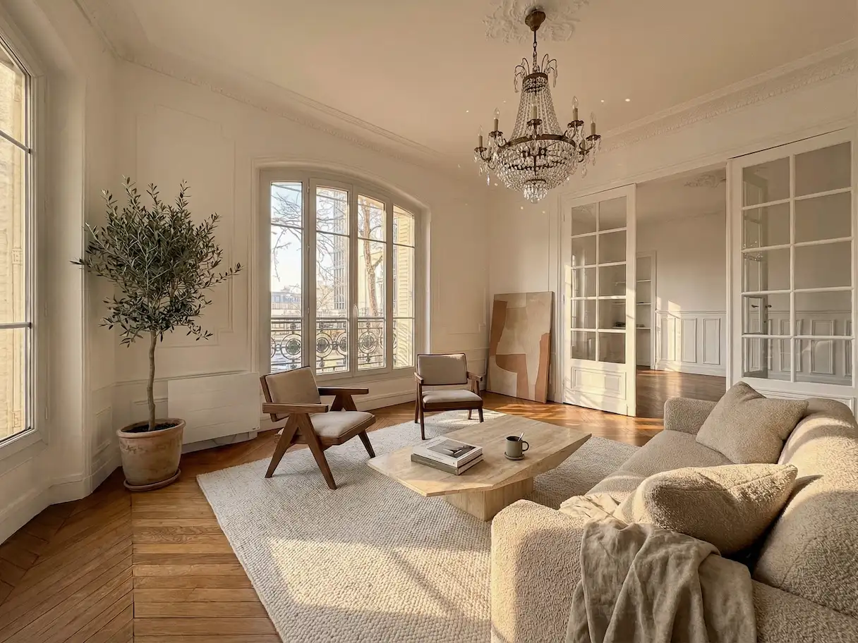 Salon haussmannien parisien — luxe discret